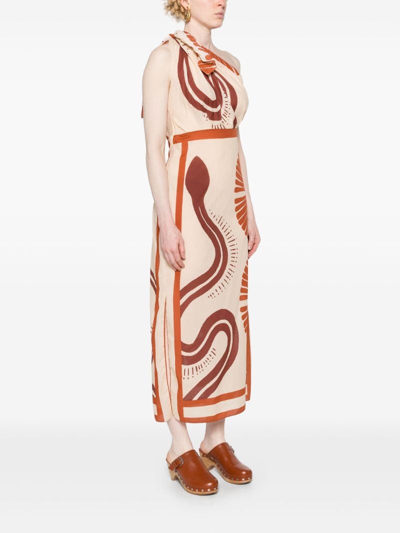 Neutral Natural Ecosystem Midi Dress