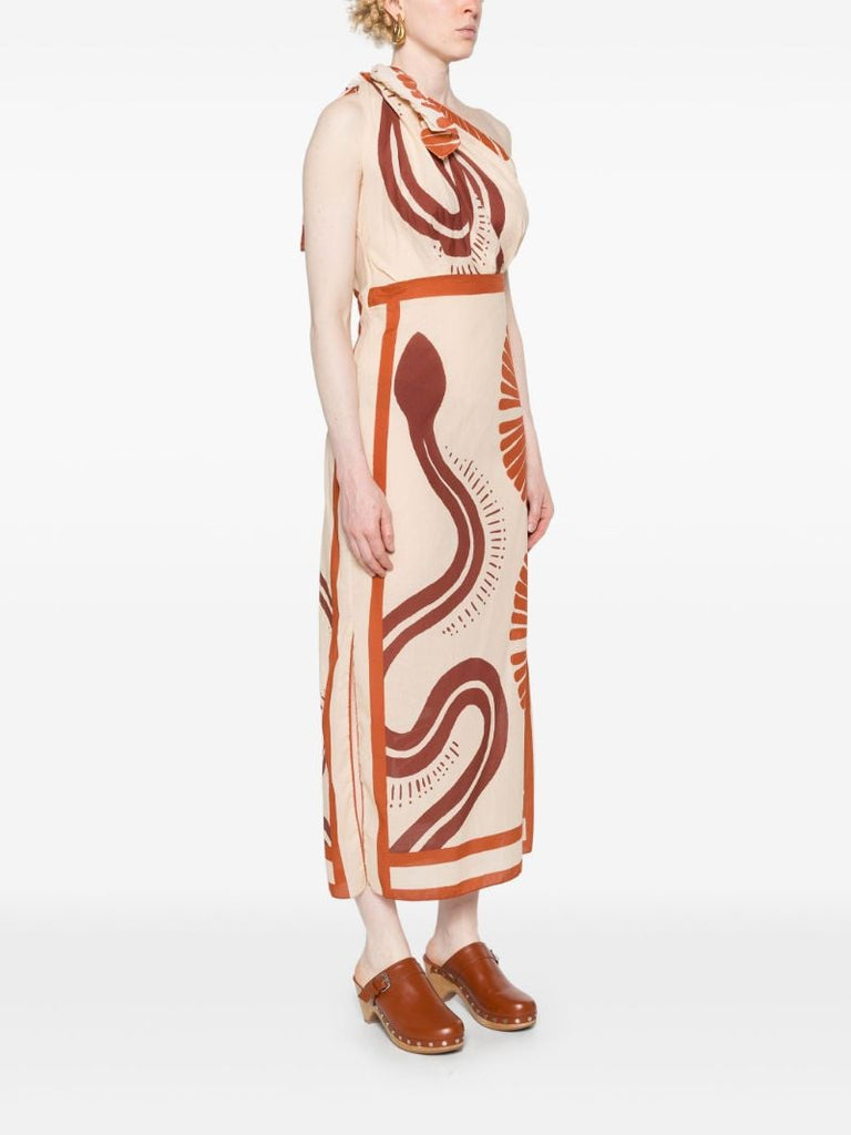 Neutral Natural Ecosystem Midi Dress
