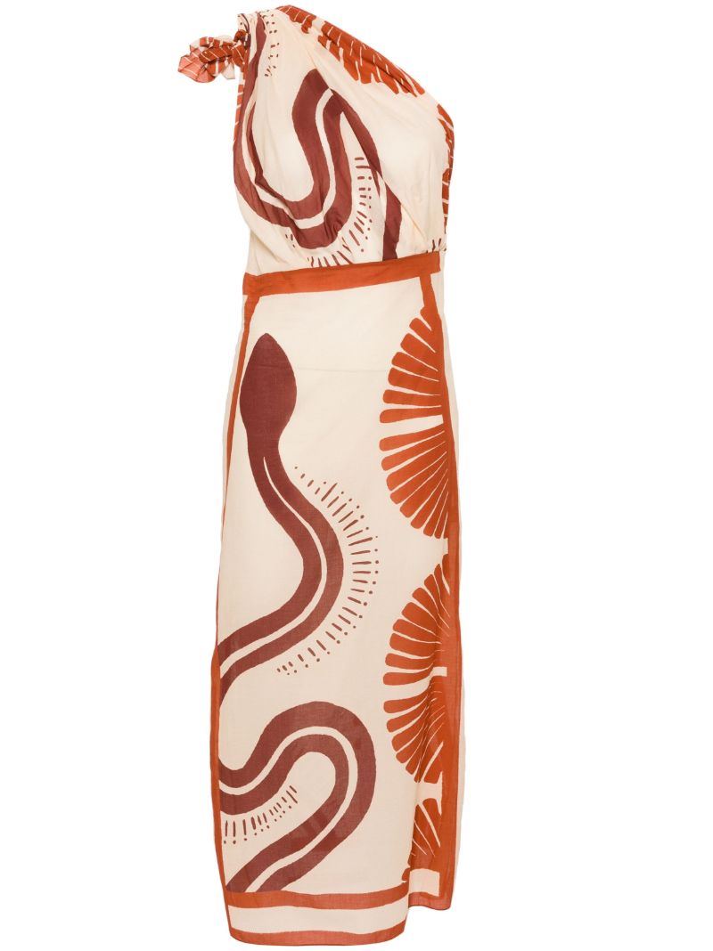 Neutral Natural Ecosystem Midi Dress