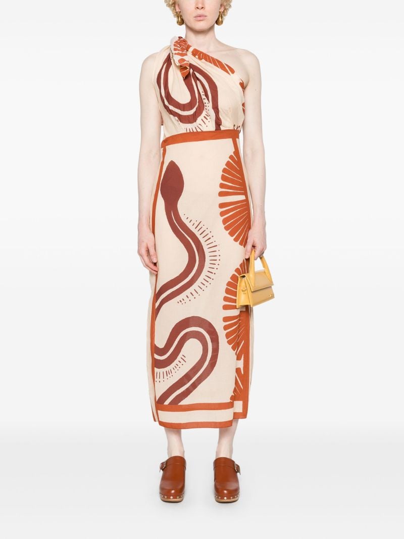 Neutral Natural Ecosystem Midi Dress