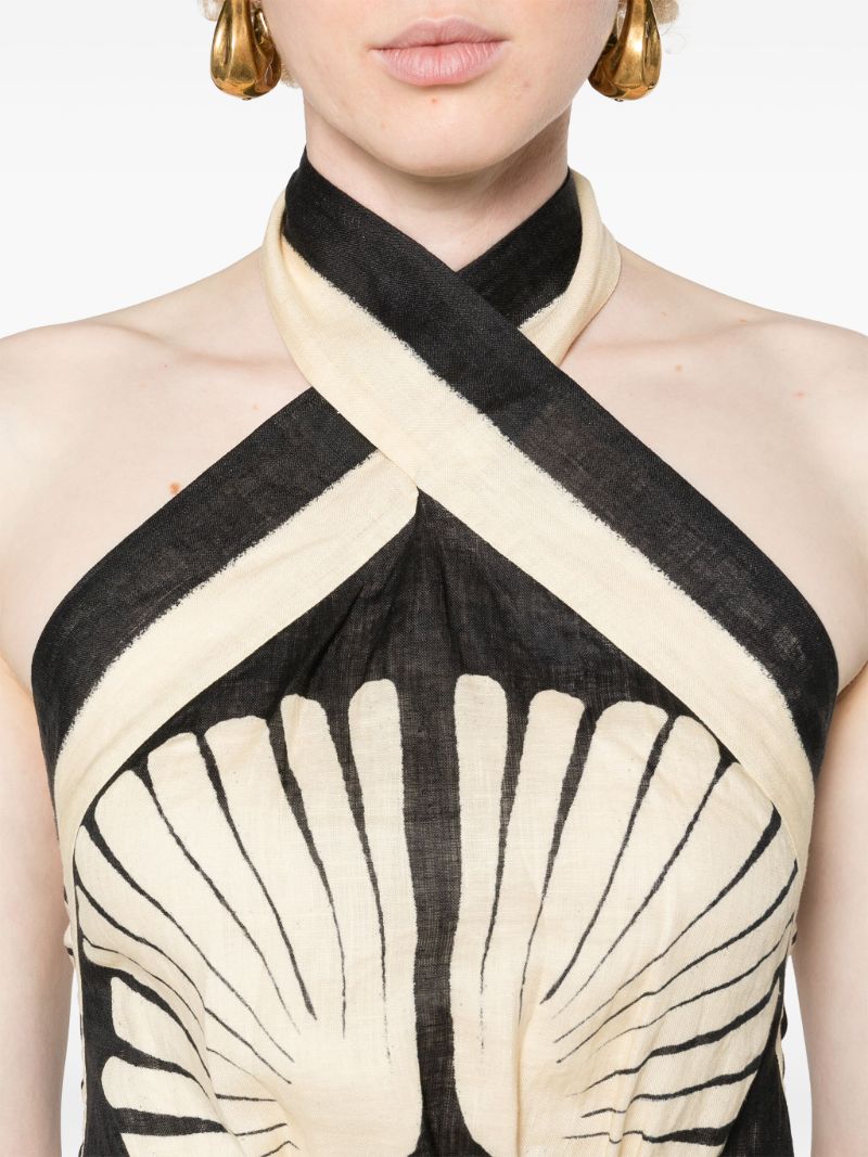 Neutral River Ritual Linen Mini Dress