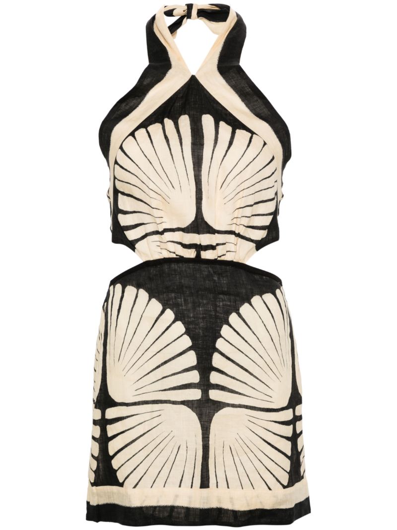 Neutral River Ritual Linen Mini Dress