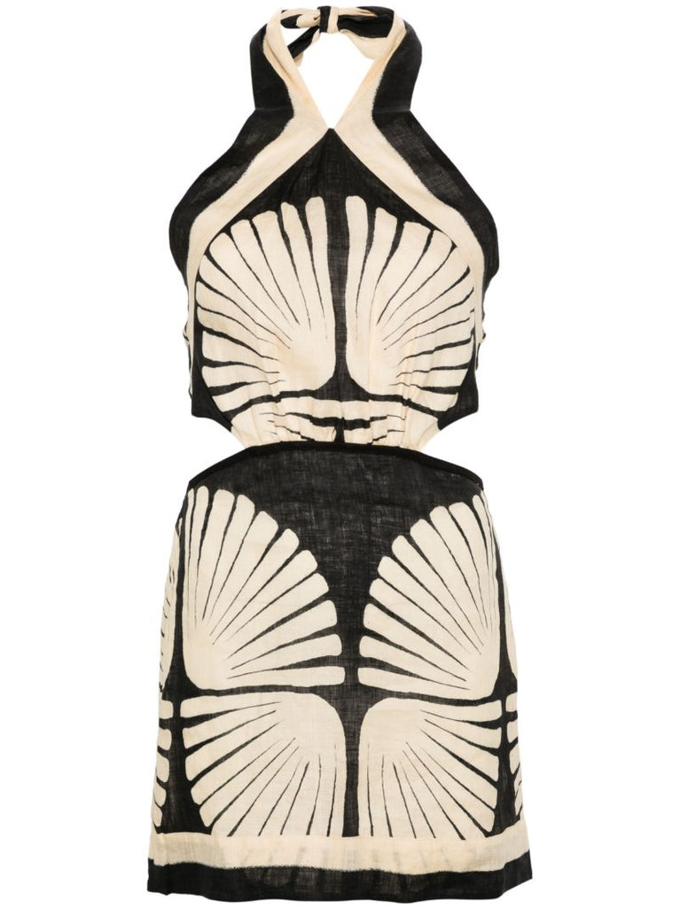 Neutral River Ritual Linen Mini Dress