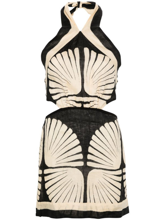Neutral River Ritual Linen Mini Dress
