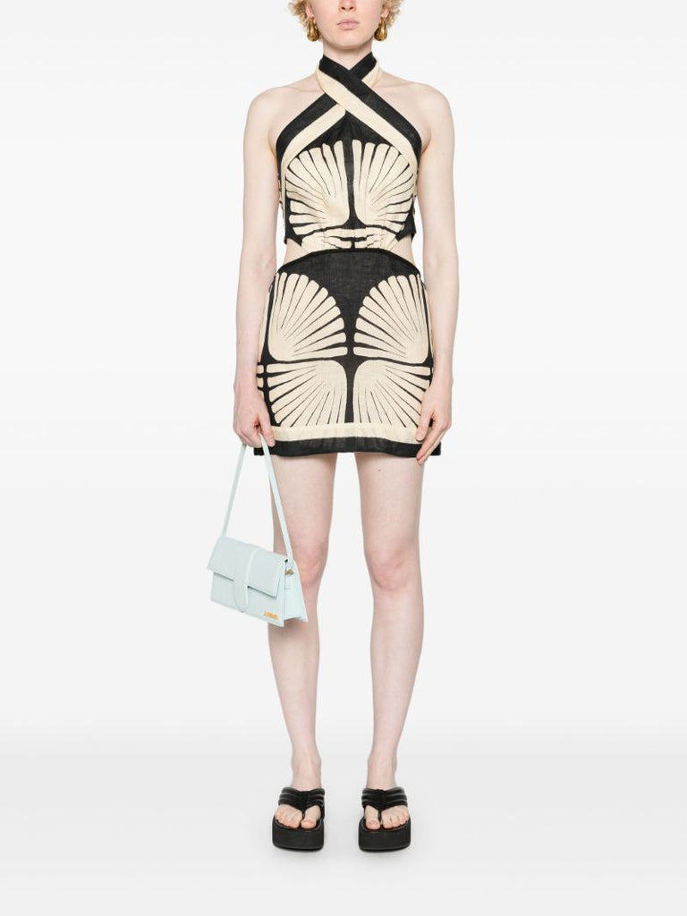 Neutral River Ritual Linen Mini Dress