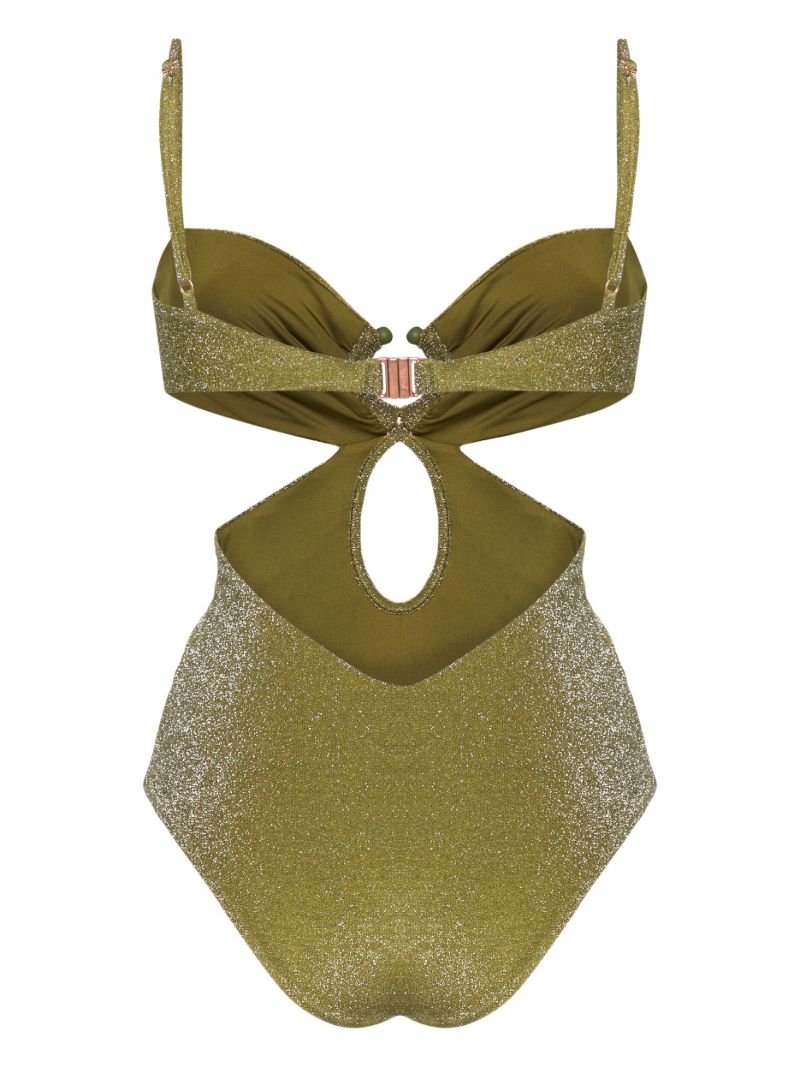 Green Glitter Cut-out Swimsuit