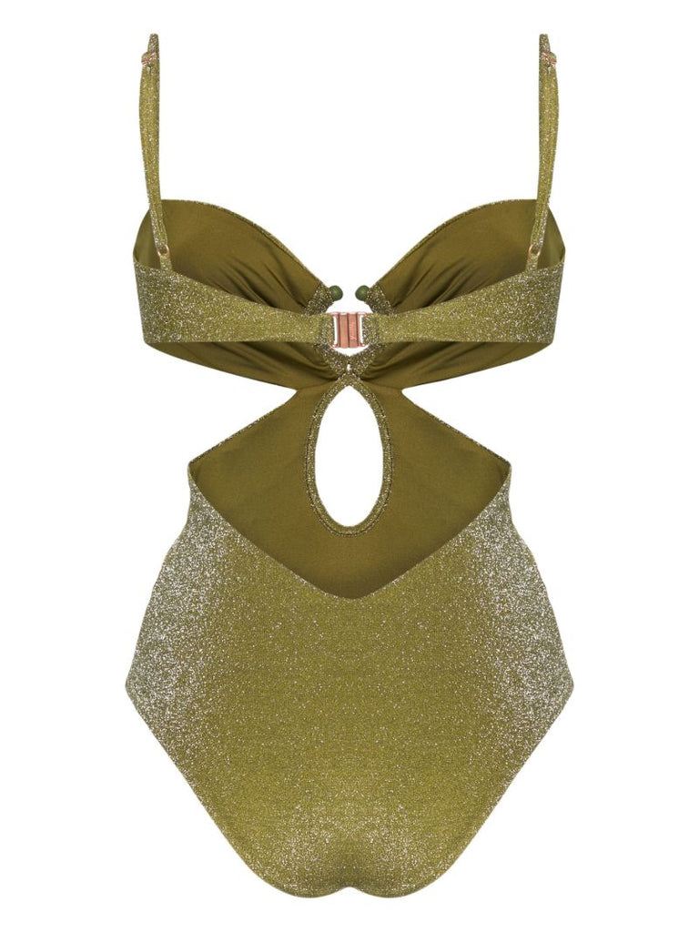 Green Glitter Cut-out Swimsuit