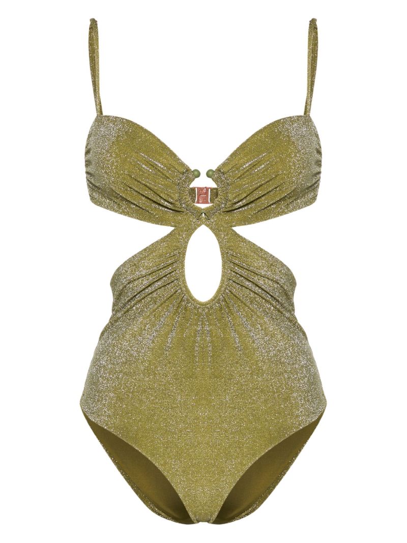 Green Glitter Cut-out Swimsuit