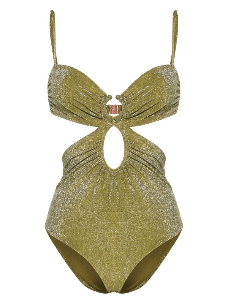 Green Glitter Cut-out Swimsuit