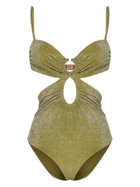 Green Glitter Cut-out Swimsuit