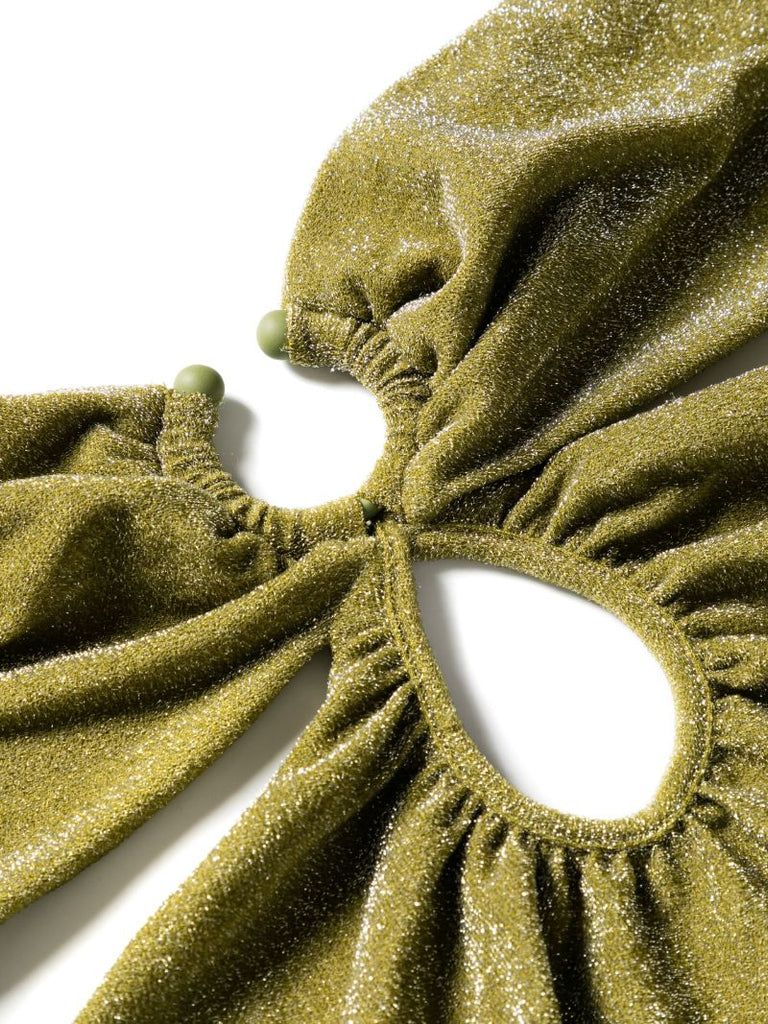 Green Glitter Cut-out Swimsuit