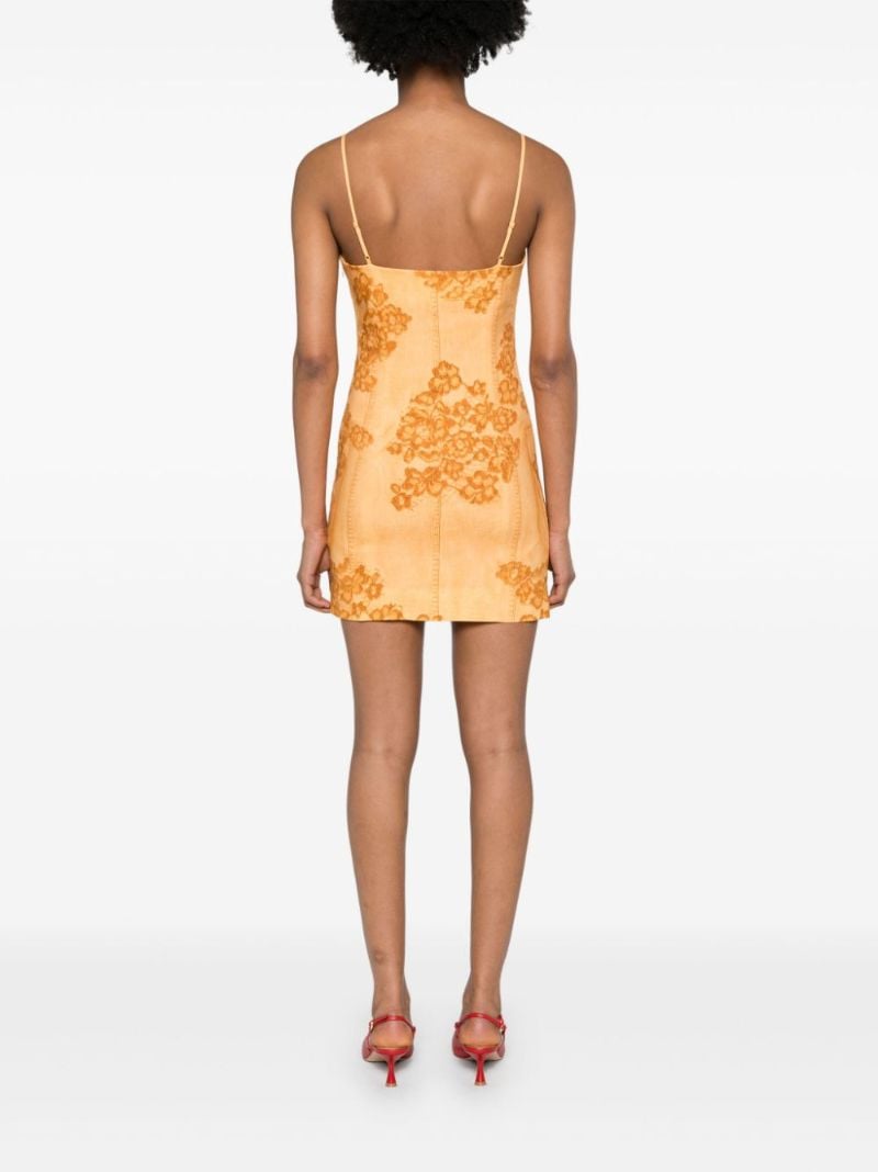 Orange Trompe L'oeil Print Strap Dress