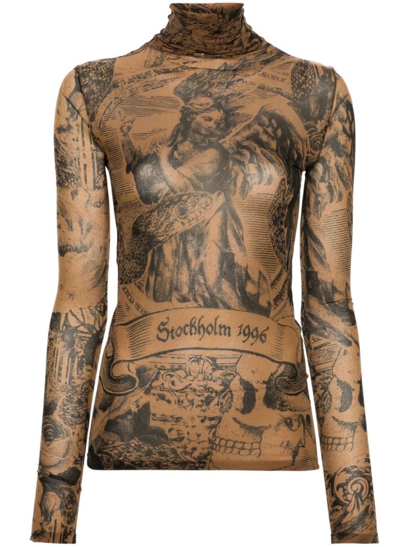 Brown Graphic-print Seamless Top