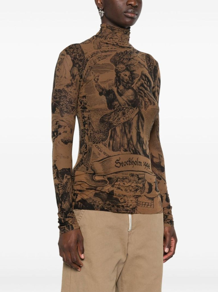 Brown Graphic-print Seamless Top