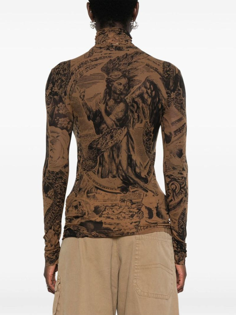 Brown Graphic-print Seamless Top