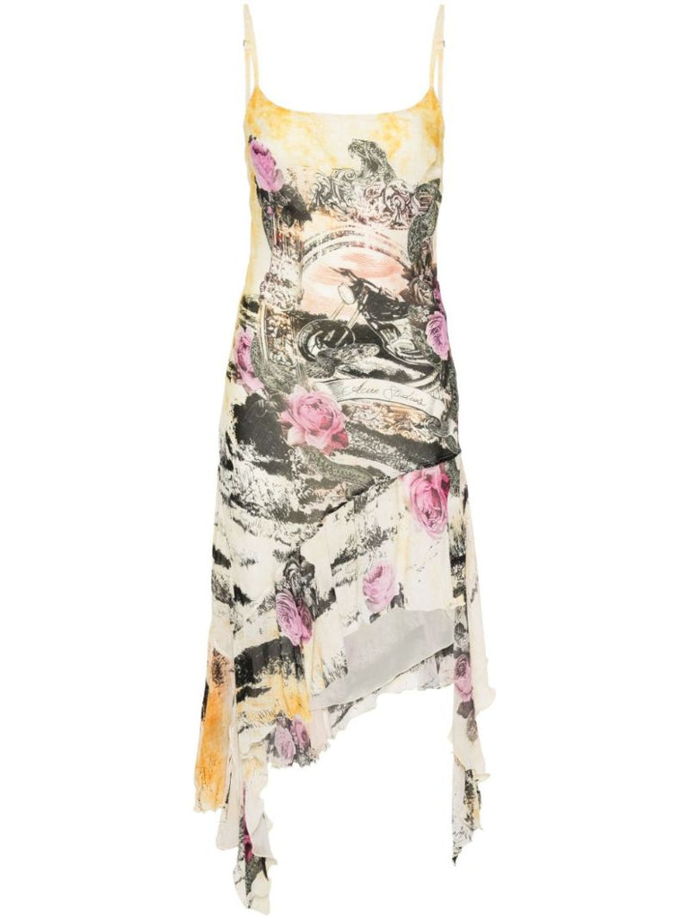 Printed Crepe Mini Dress