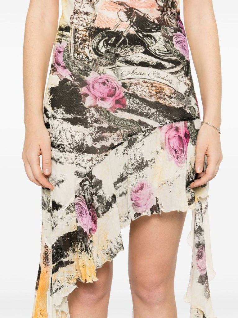 Printed Crepe Mini Dress
