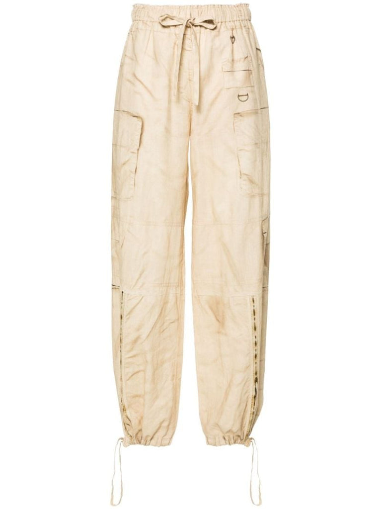 Neutral Printed Drawstring Trousers
