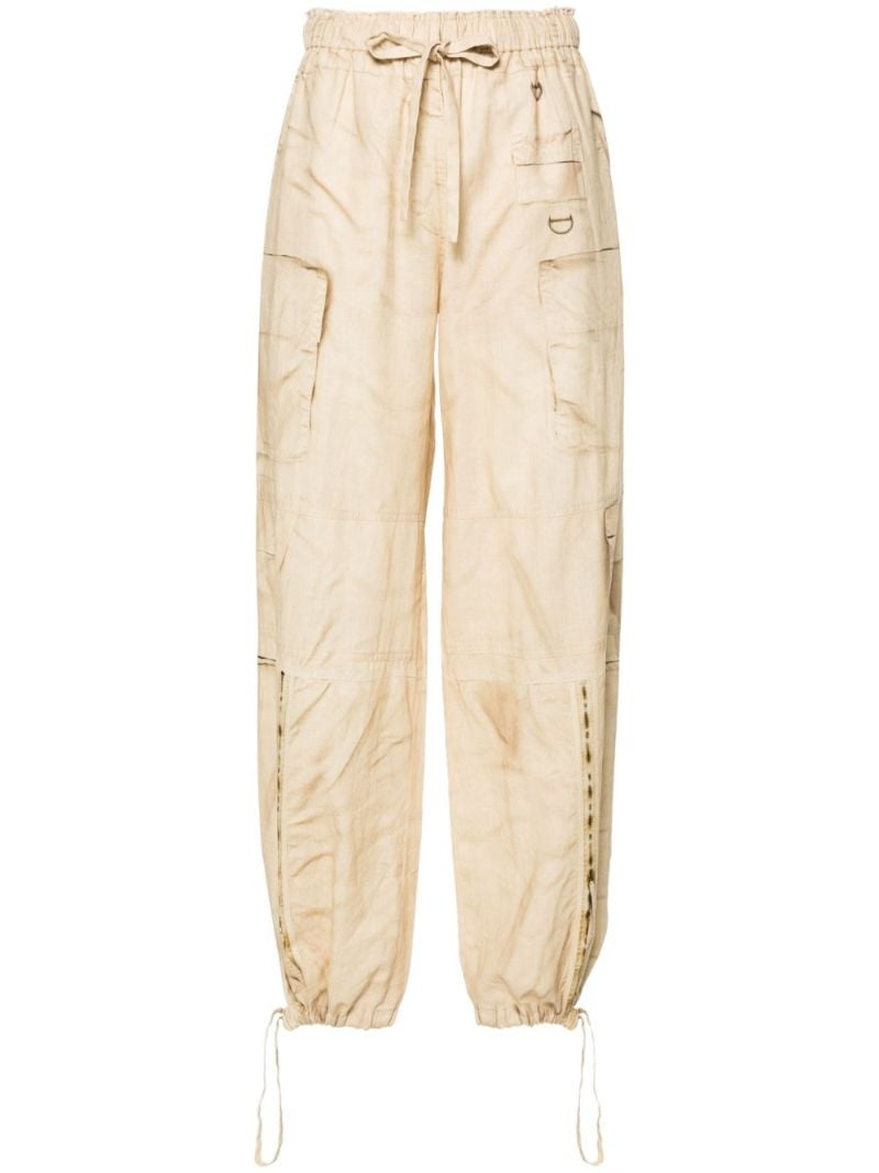 Neutral Printed Drawstring Trousers