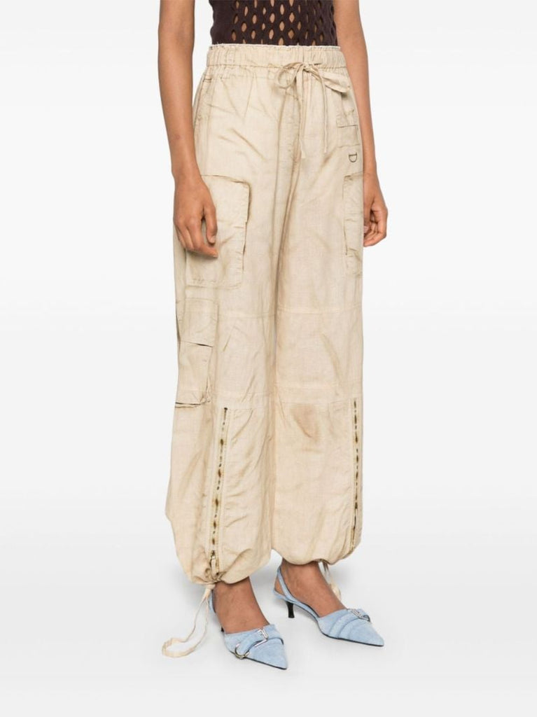 Neutral Printed Drawstring Trousers
