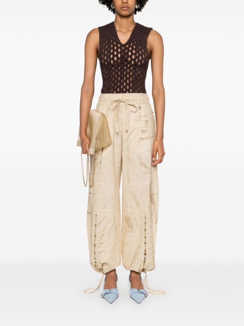 Neutral Printed Drawstring Trousers