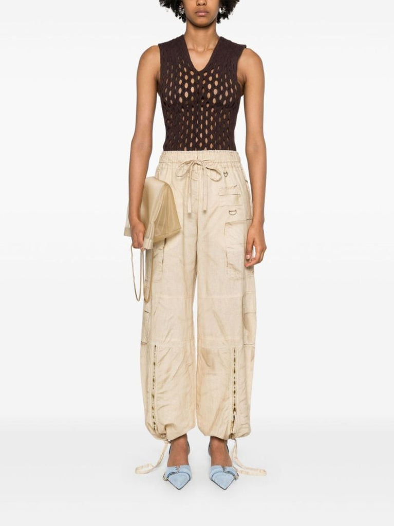 Neutral Printed Drawstring Trousers
