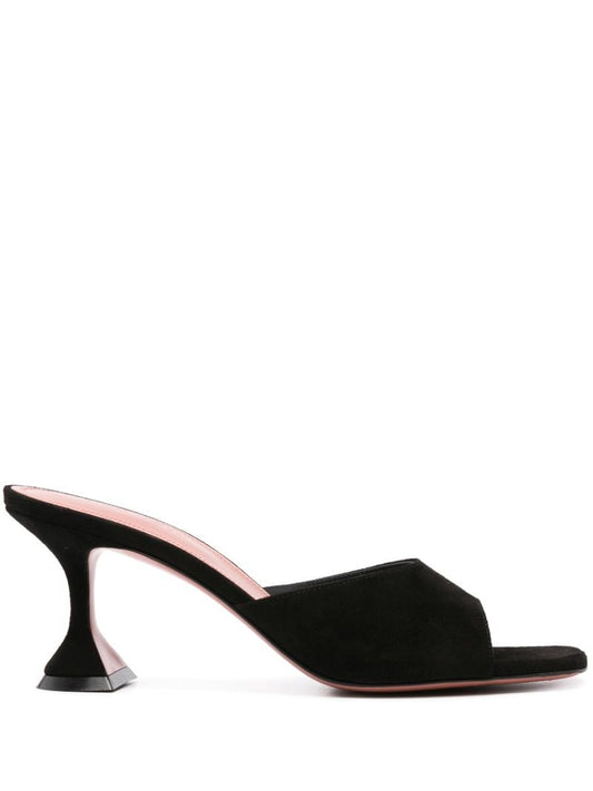 Black Lupita 70mm Suede Mules