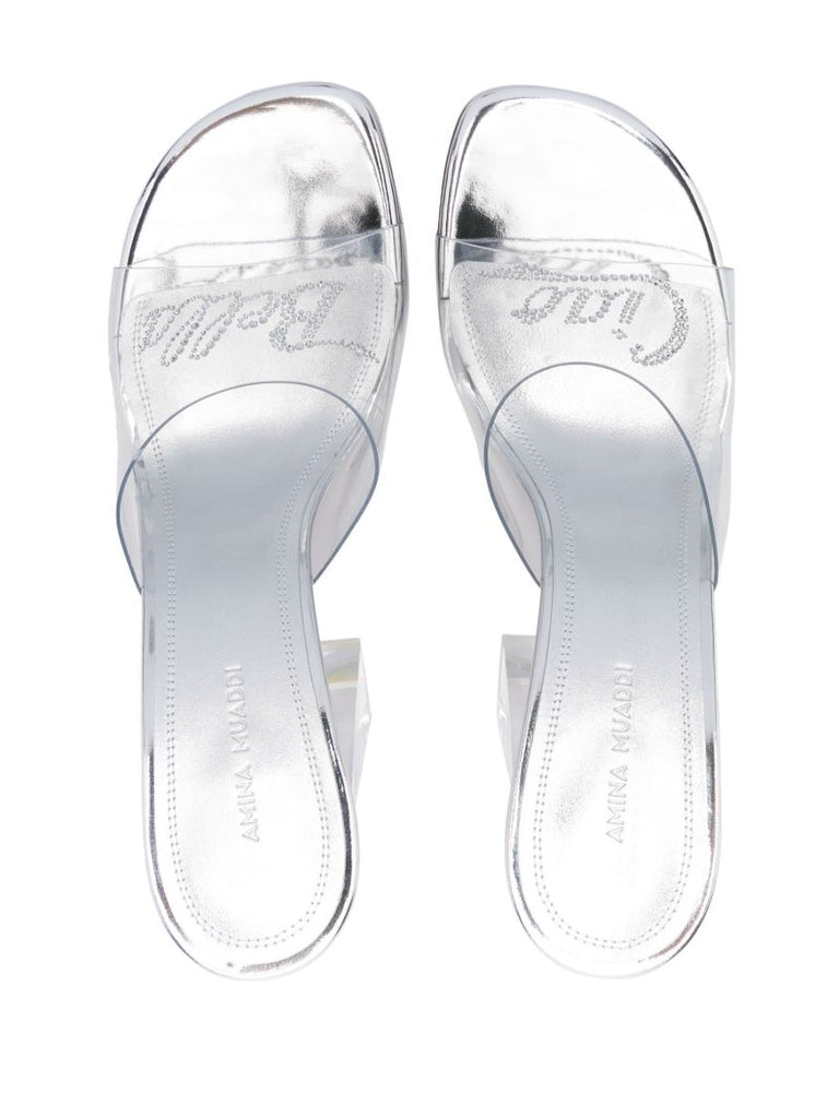 Silver-tone Bella 120 Transparent Mules