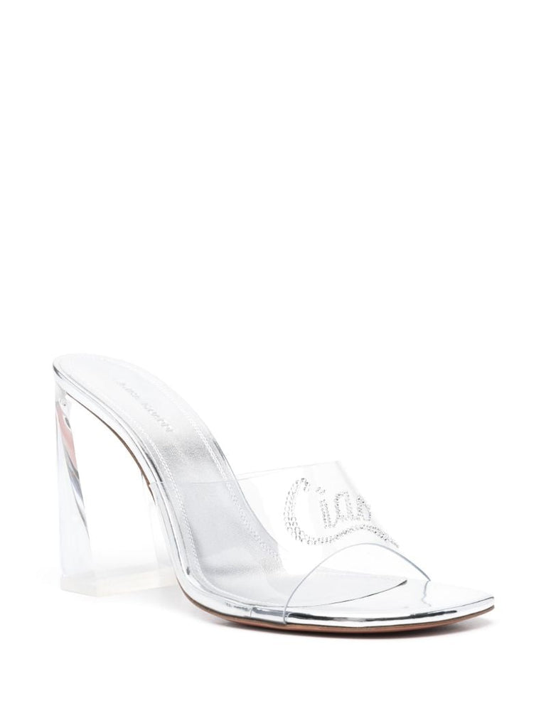 Silver-tone Bella 120 Transparent Mules