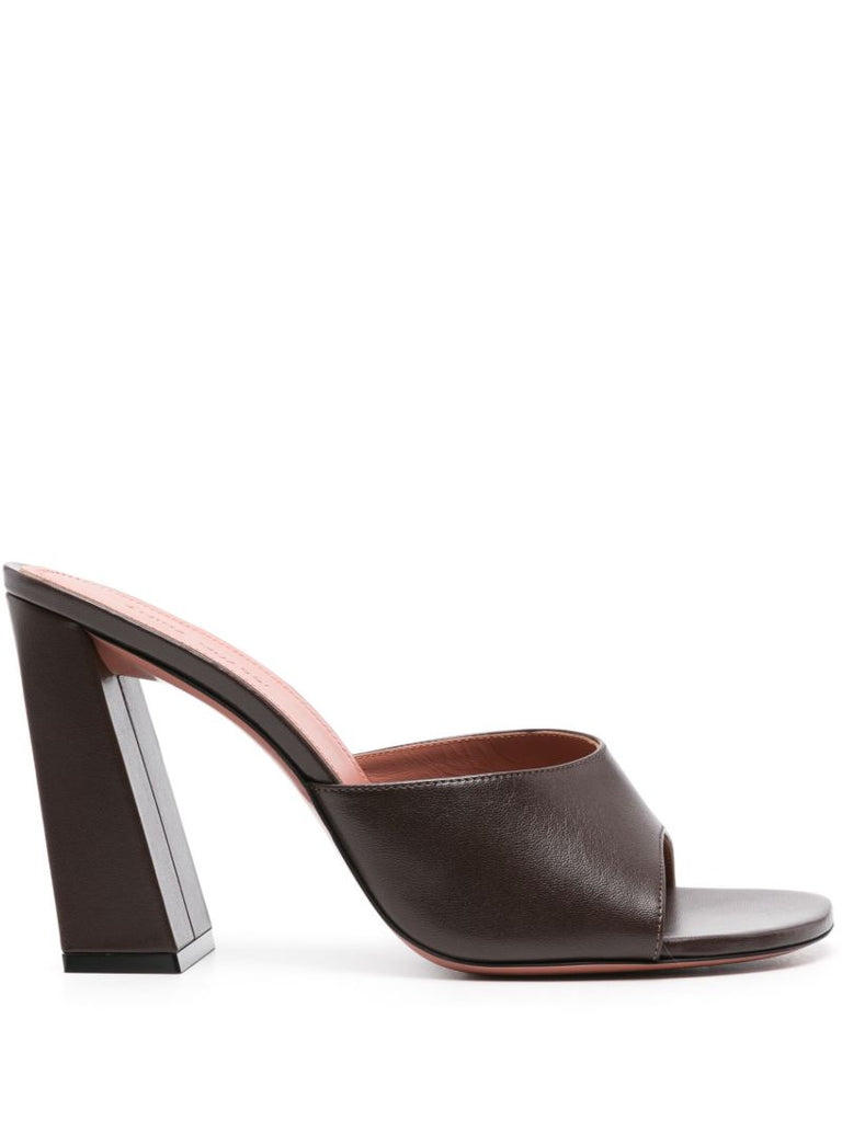 Brown Open-toe Leather Mulhes