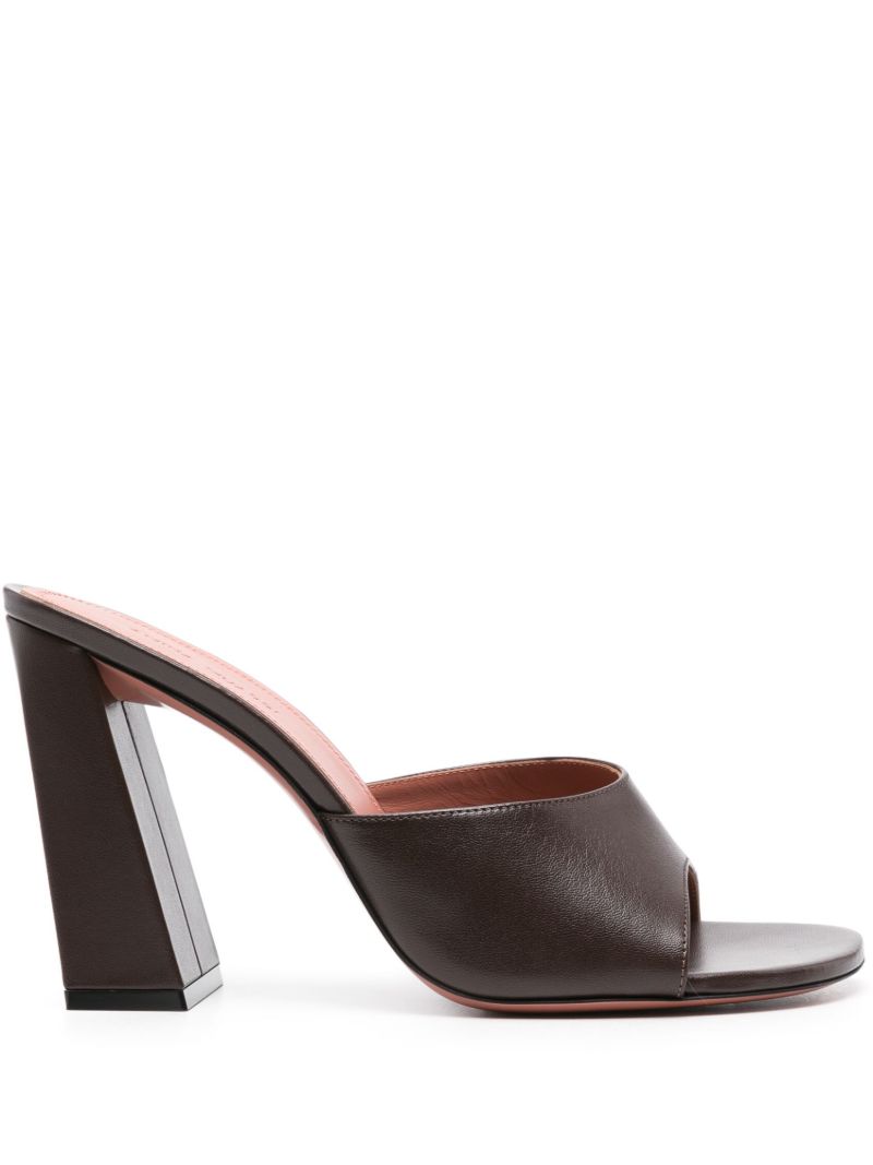 Brown Open-toe Leather Mulhes