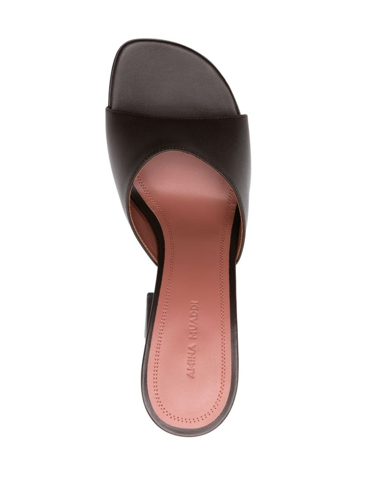 Brown Open-toe Leather Mulhes