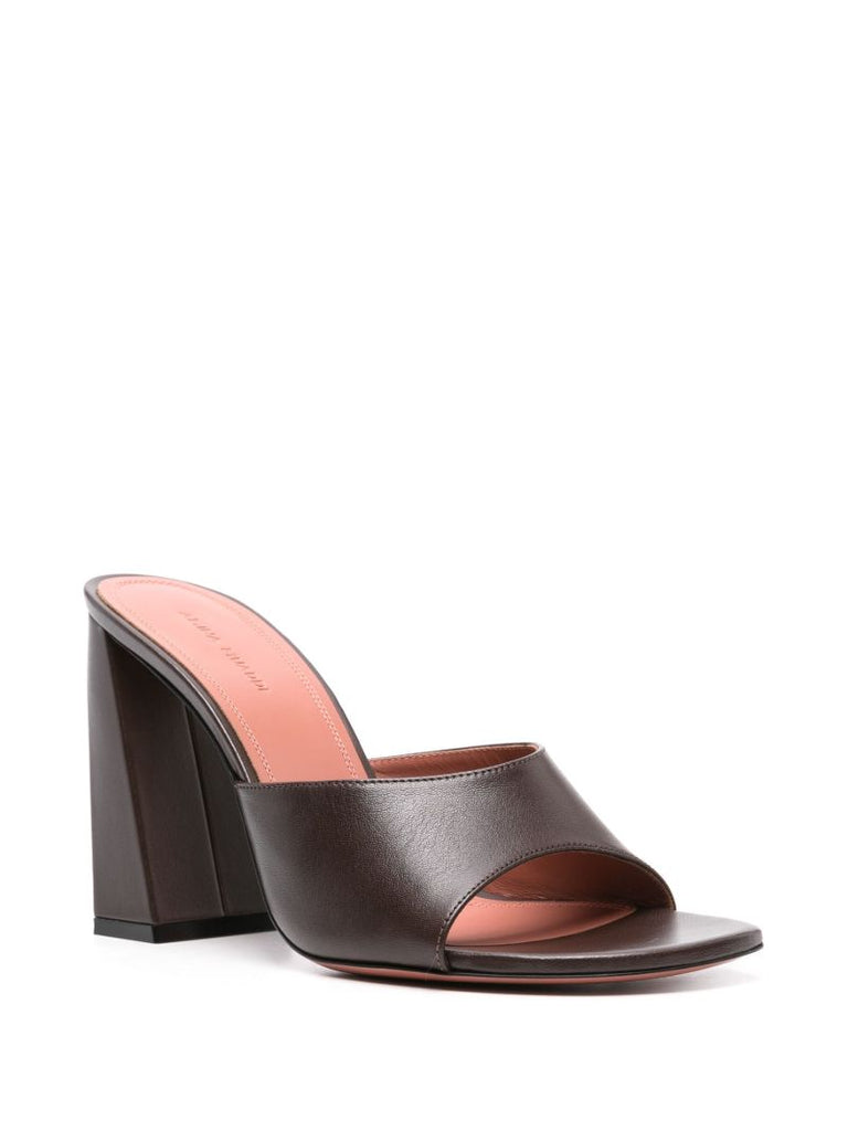 Brown Open-toe Leather Mulhes