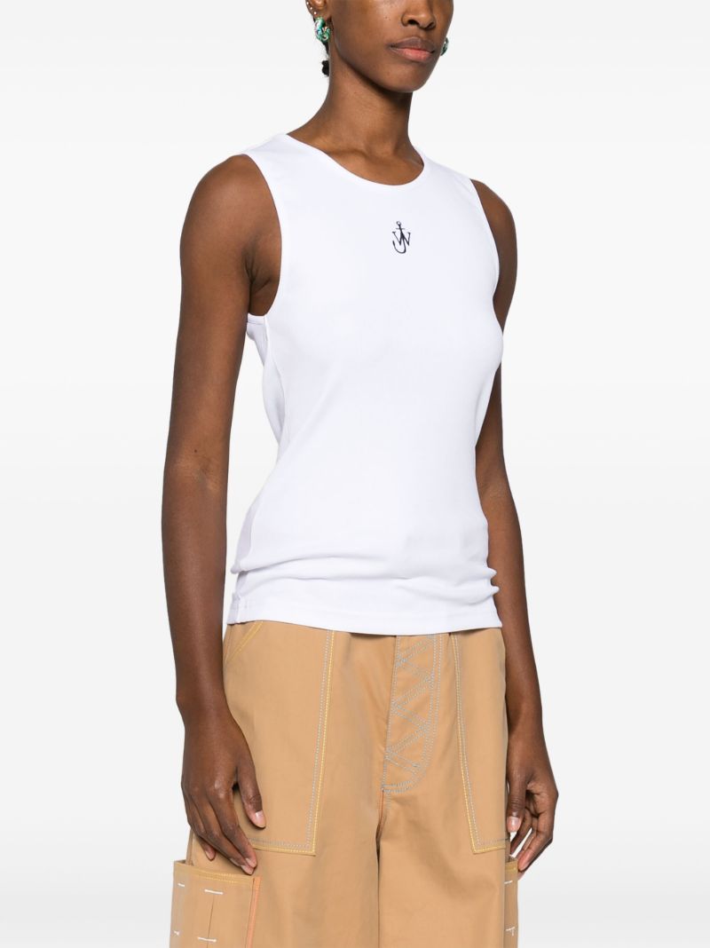 White Logo-embroidered Tank Top