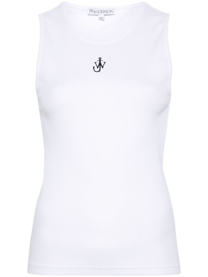 White Logo-embroidered Tank Top