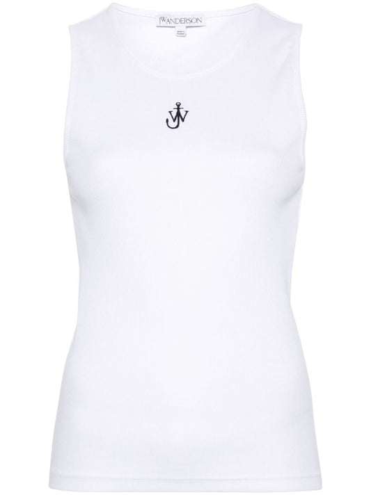 White Logo-embroidered Tank Top