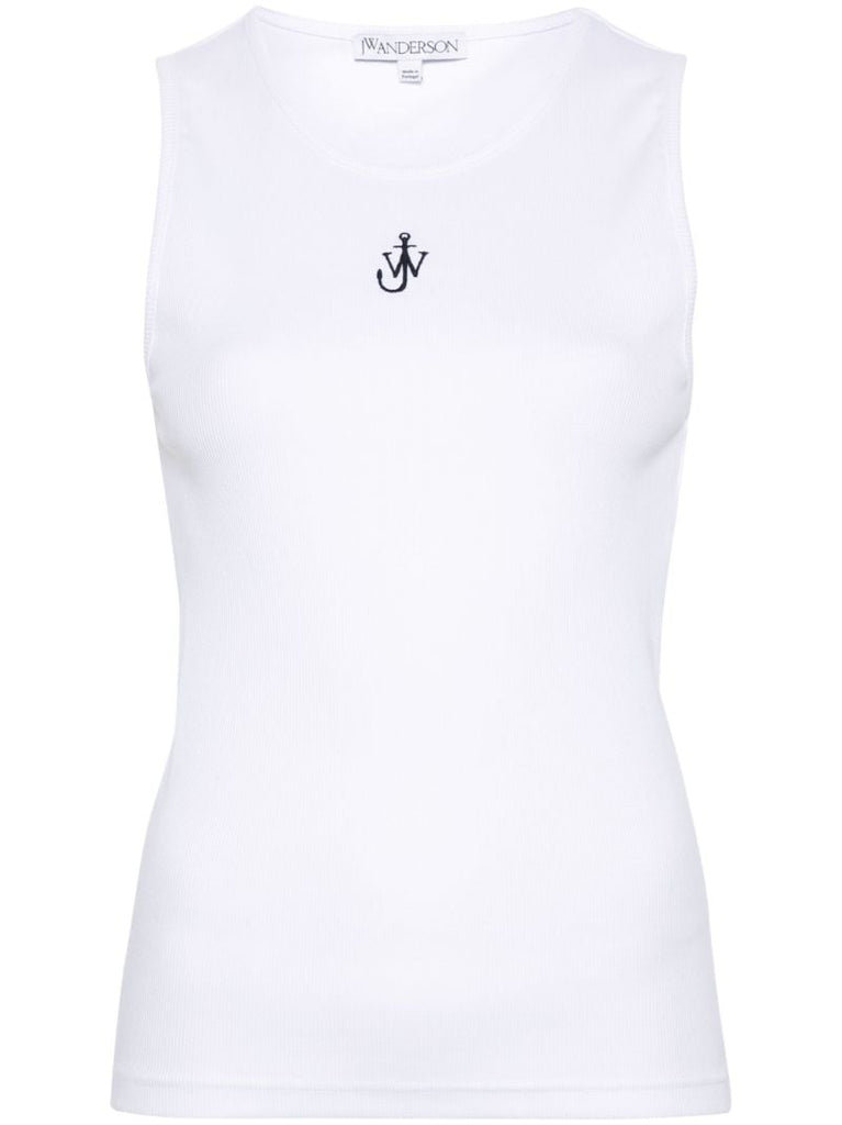 White Logo-embroidered Tank Top