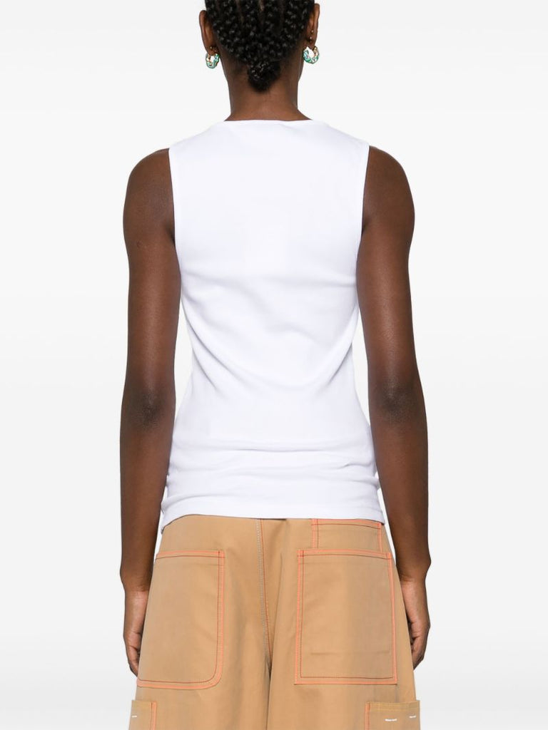 White Logo-embroidered Tank Top