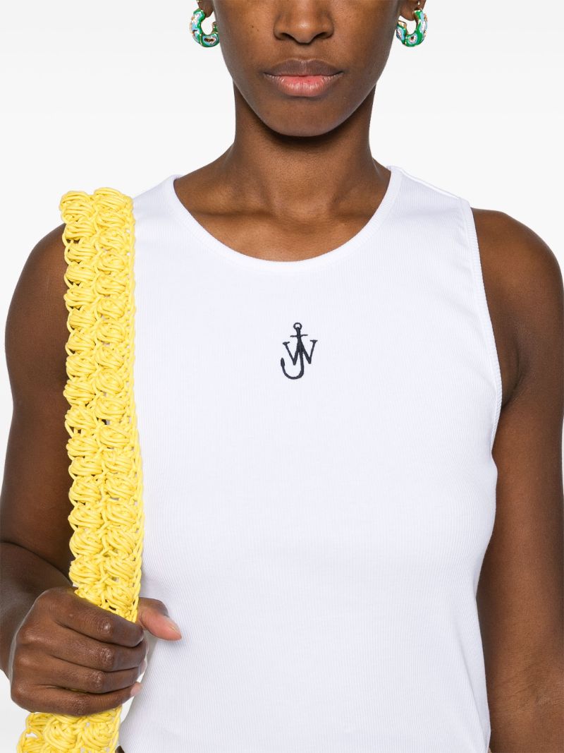 White Logo-embroidered Tank Top