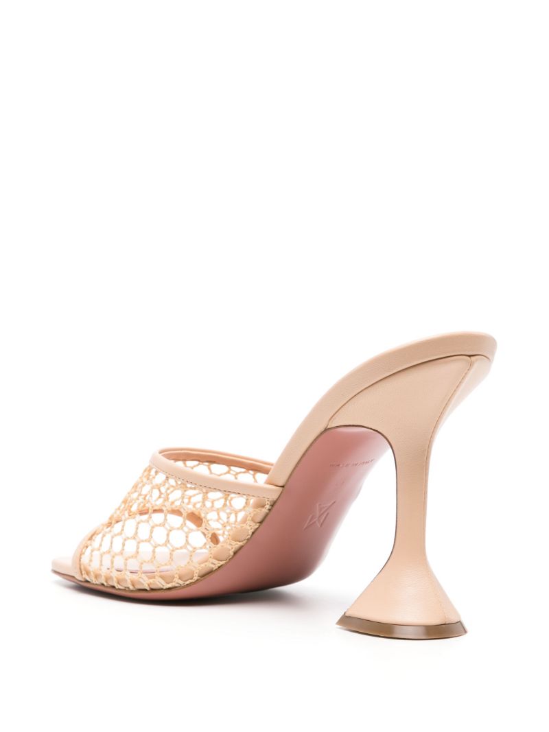 Neutral Lupita Net Raffia Leather Sandals