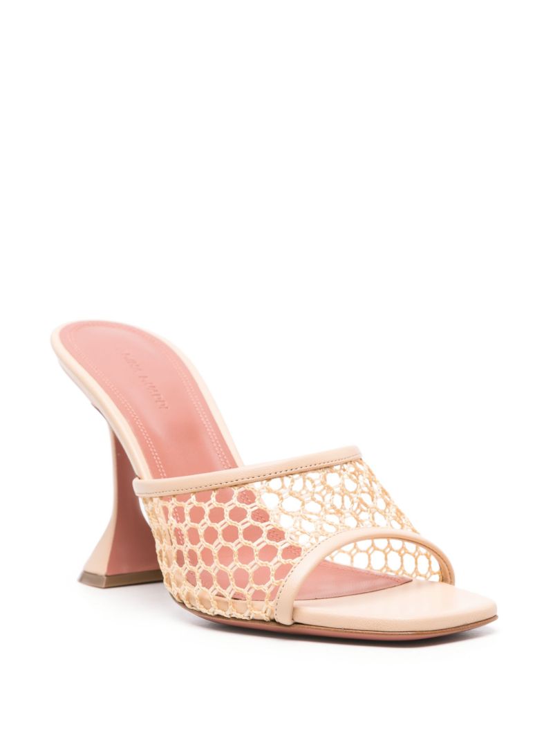 Neutral Lupita Net Raffia Leather Sandals