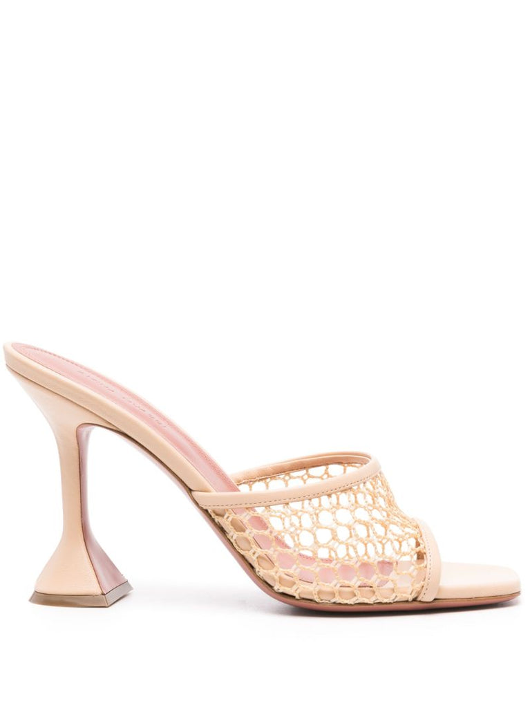 Neutral Lupita Net Raffia Leather Sandals