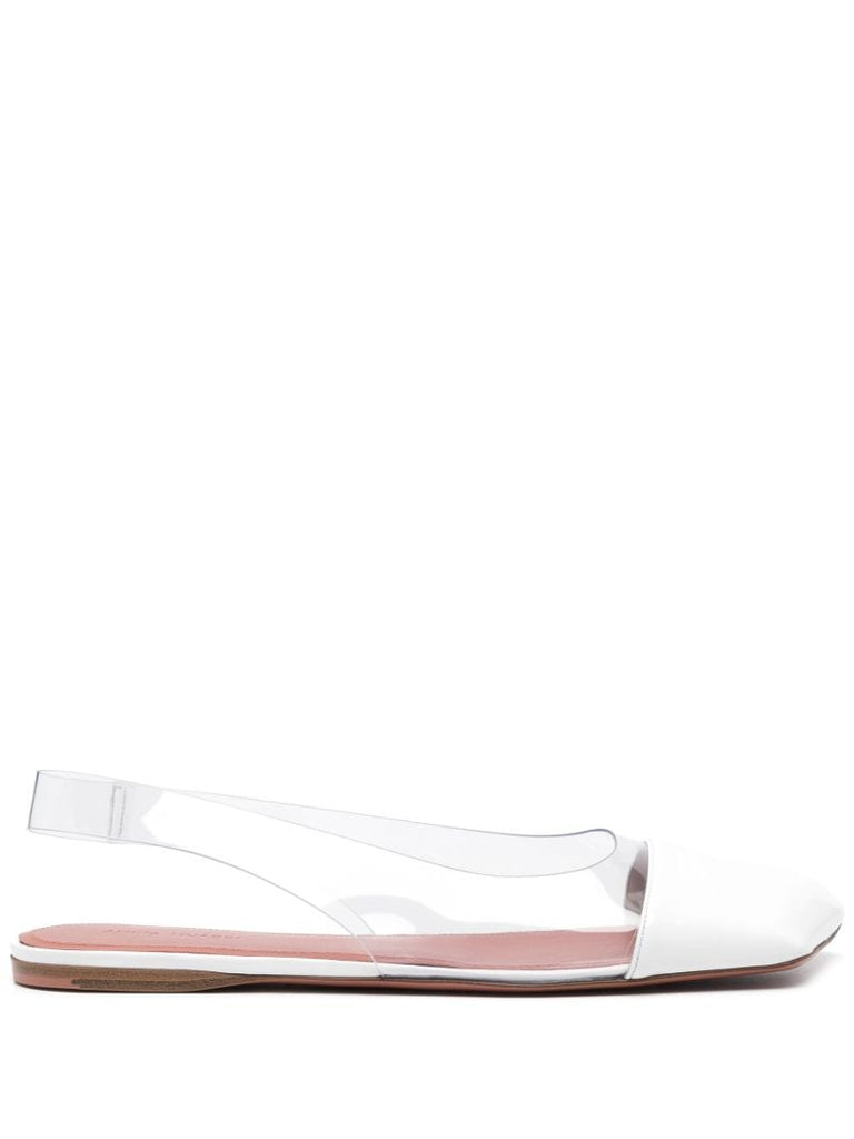 White Ane Slingback Leather Ballet Flats