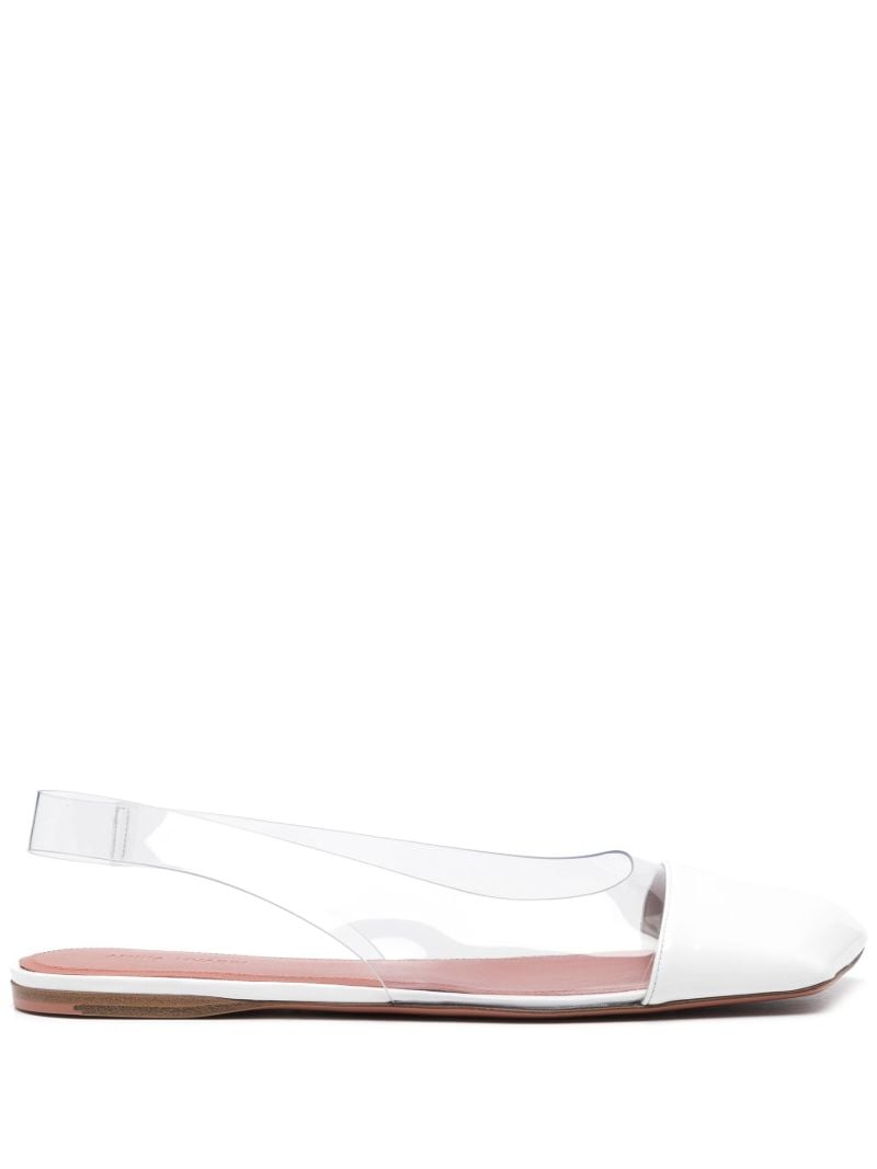 White Ane Slingback Leather Ballet Flats