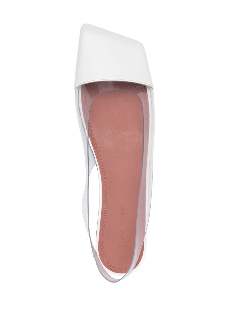 White Ane Slingback Leather Ballet Flats