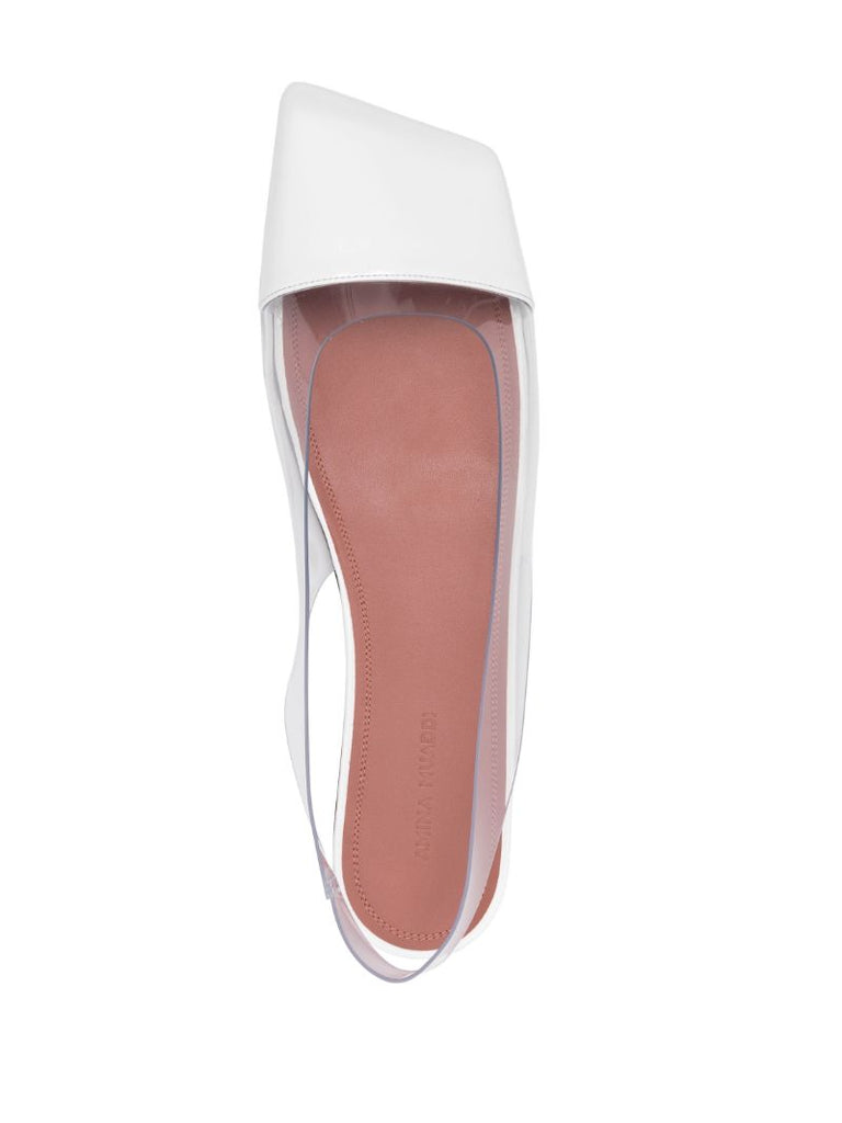 White Ane Slingback Leather Ballet Flats