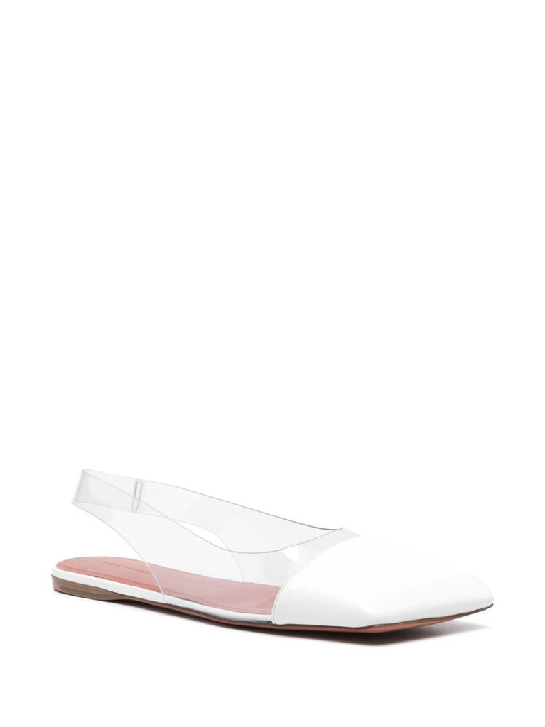 White Ane Slingback Leather Ballet Flats