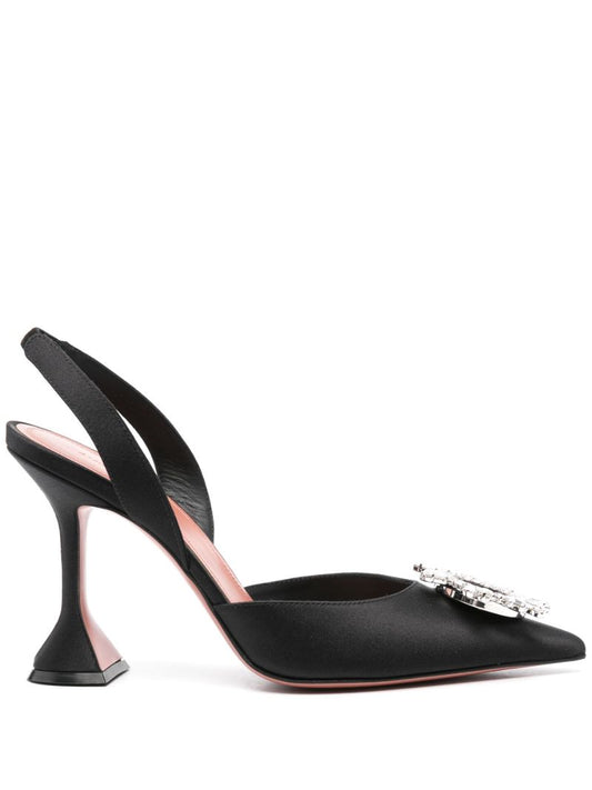 Black Begum 95 Crystal Slingback Pumps