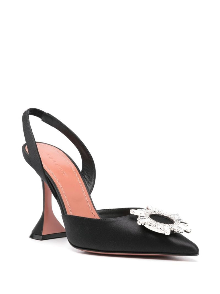 Black Begum 95 Crystal Slingback Pumps