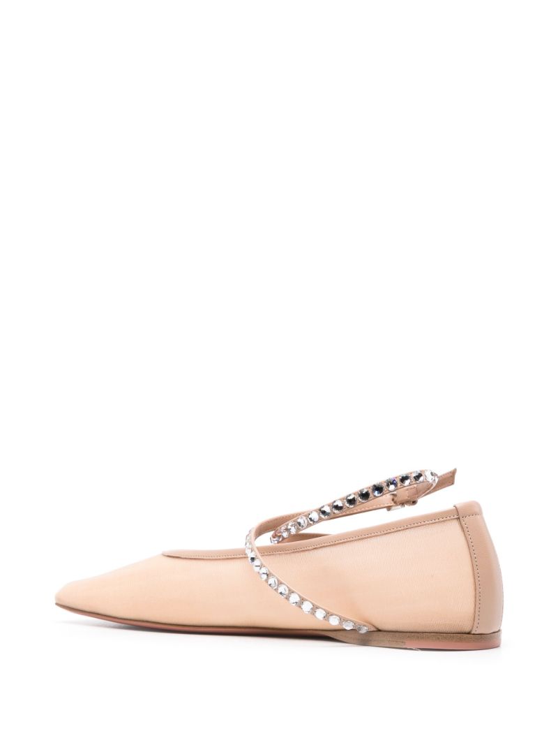 Neutral Ane Crystal Embellished Ballet Pumps